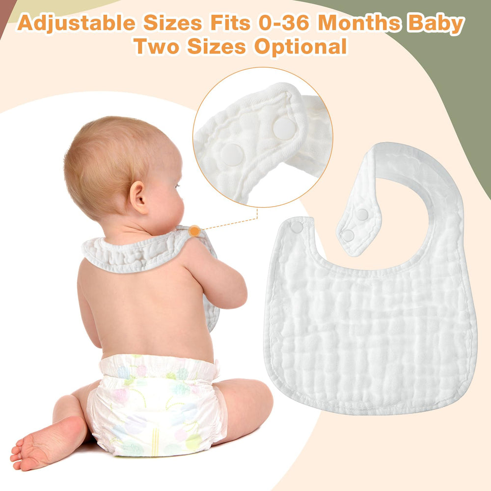 Reginary white bibs provide efficient moisture absorption to keep outfits cleaner during meals.