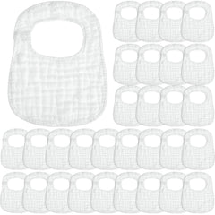 Reginary white muslin bibs bulk-pack ready for daily drool protection and easy outfit changes.