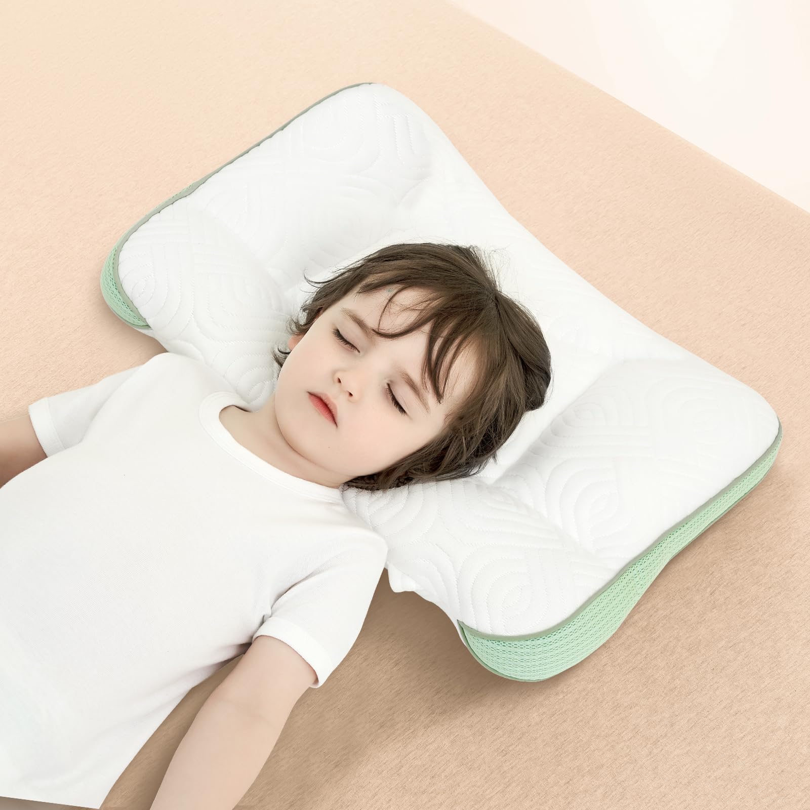 Reidio toddler pillow blue-green color adds playful decor.