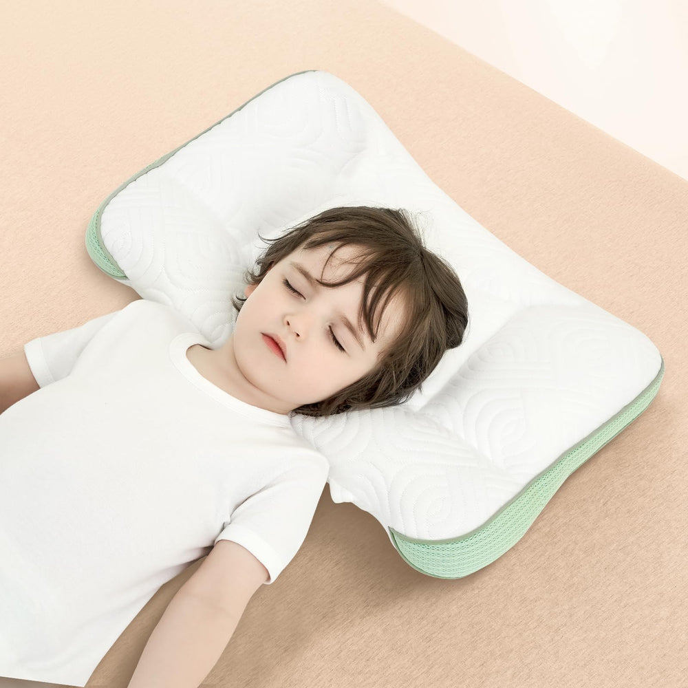 Reidio toddler pillow blue-green color adds playful decor.