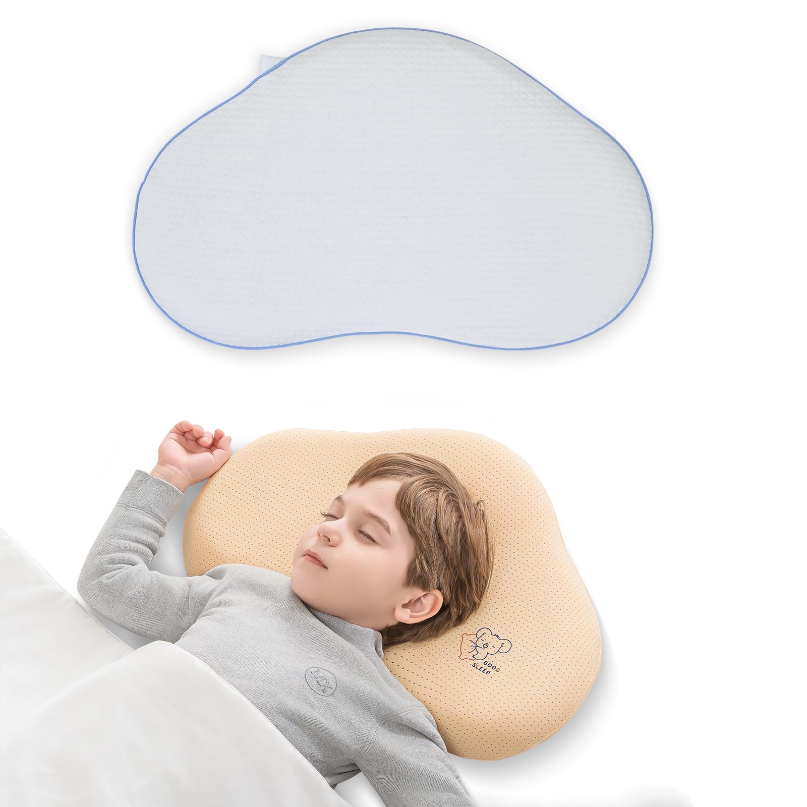 Reidio toddler silicone pillow with breathable-core for cool comfort during naps.
