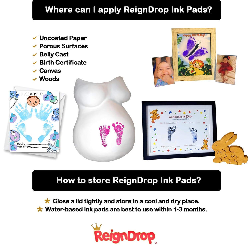 Acid-free ink from ReignDrop ink pad gentle on skin and easy cleanup