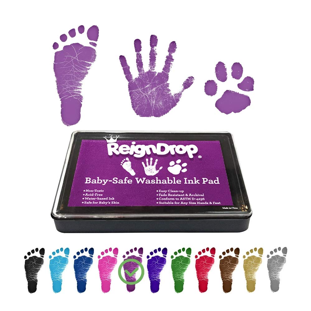ReignDrop ink pad captures a baby handprint with a sharp, smudge-free result