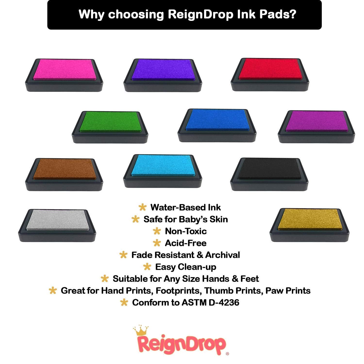 ReignDrop ink pad cleans up easily with water or wipes