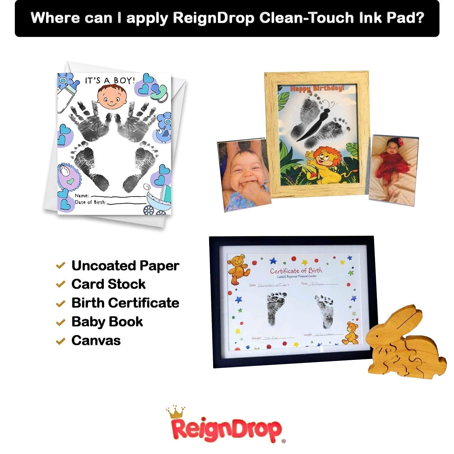 ReignDrop Inkpad Large baby handprint setup for safe, simple memory keeping