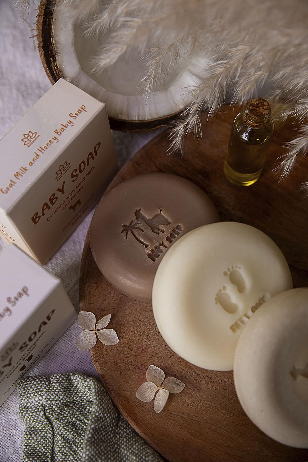 Relaxcation organic baby soap bar ingredients label shows natural components for mild cleanse
