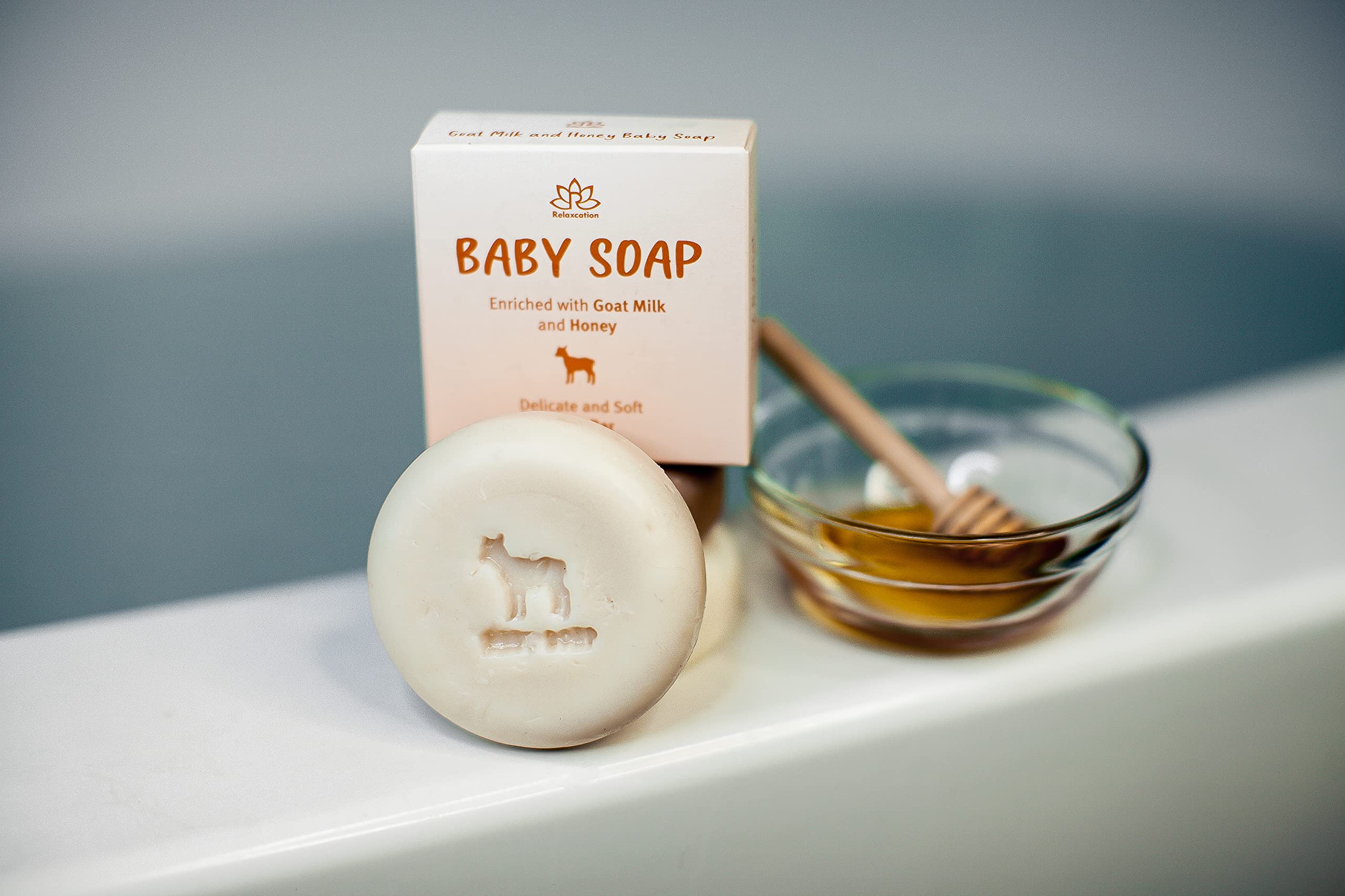 Relaxcation soft-lather on baby skin demonstrates gentle cleansing
