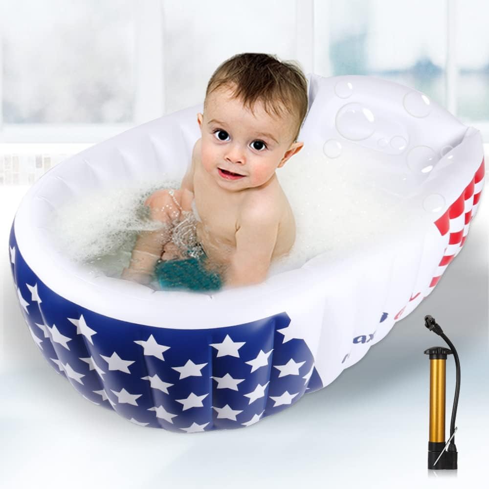 Relaxing Baby inflatable bathtub unfolded for newborn bathing with non-slip bottom for safer bath time