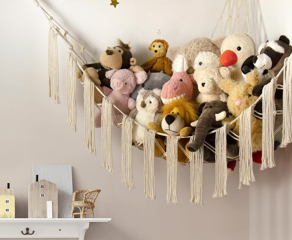 RelaxScene colorful plush display in hammock showcases easy access and creative decor.