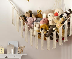 RelaxScene colorful plush display in hammock showcases easy access and creative decor.