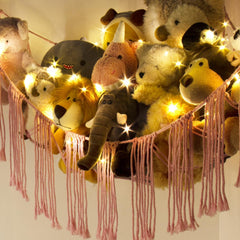 RelaxScene cotton macrame toy storage emphasizing durable, eco-friendly design