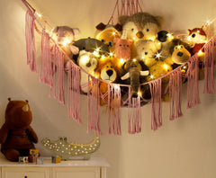 RelaxScene kids' room decor with hanging toy hammock for easy cleanup