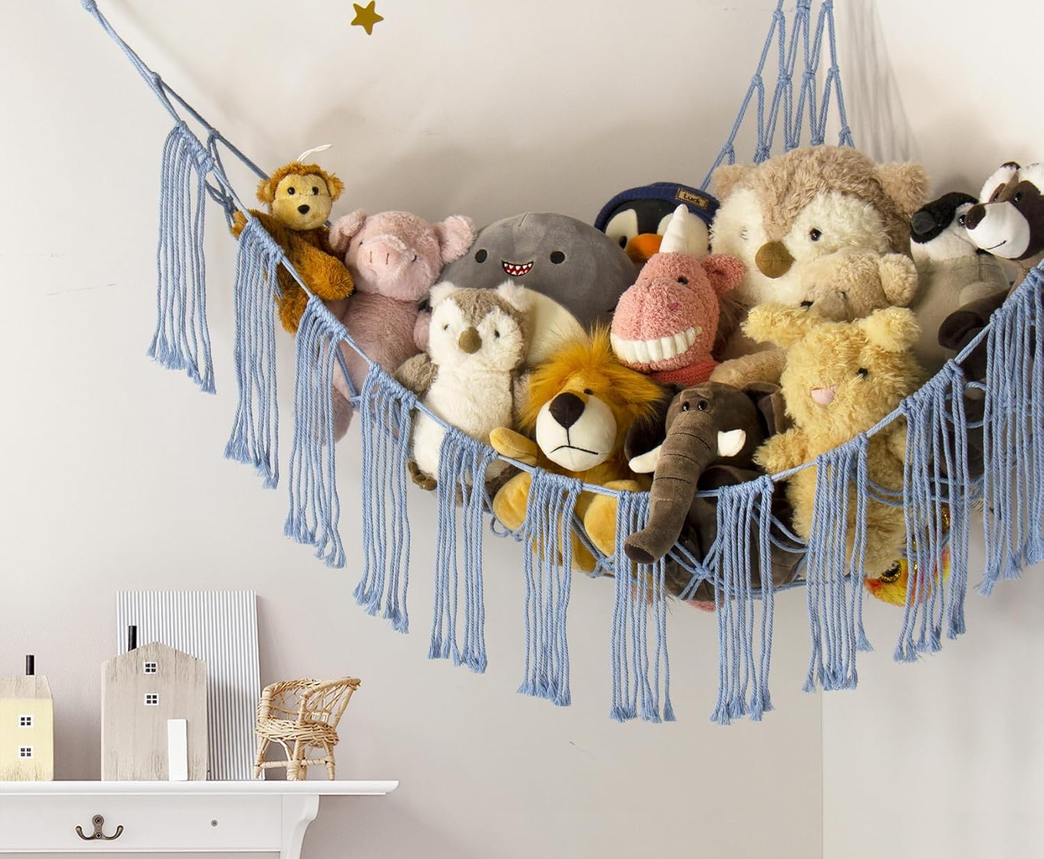 RelaxScene LED light in hammock provides a warm, comforting glow for bedtime play.