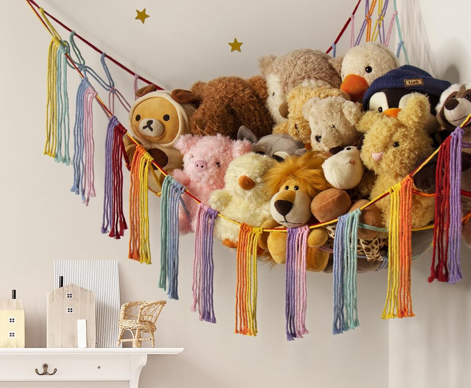 RelaxScene assembly with wall anchors ensures sturdy hammock installation for clutter-free play spaces.