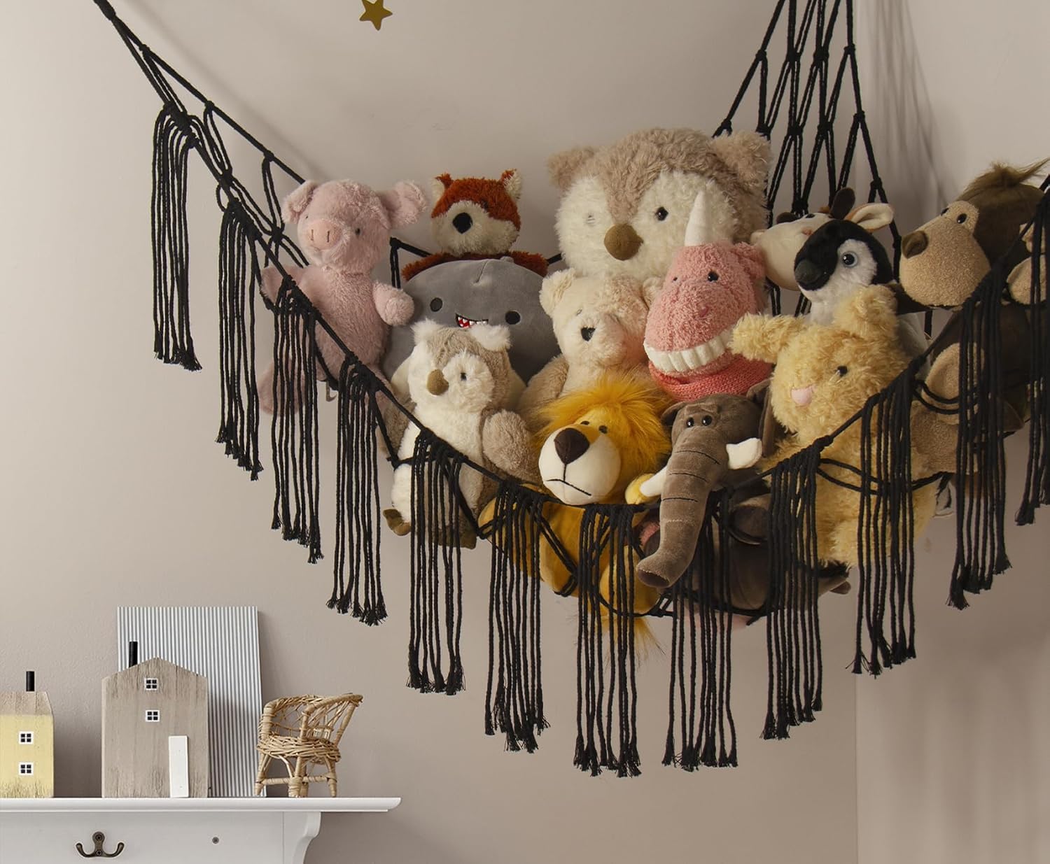 RelaxScene toy hammock wall mount showcases easy installation and durable cotton construction