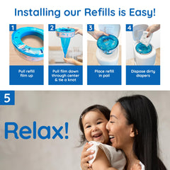 Reli refill bags hold up to 1,400 newborn diapers for long-lasting supply