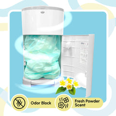 Reli powder fresh scent accompanies every diaper disposal.