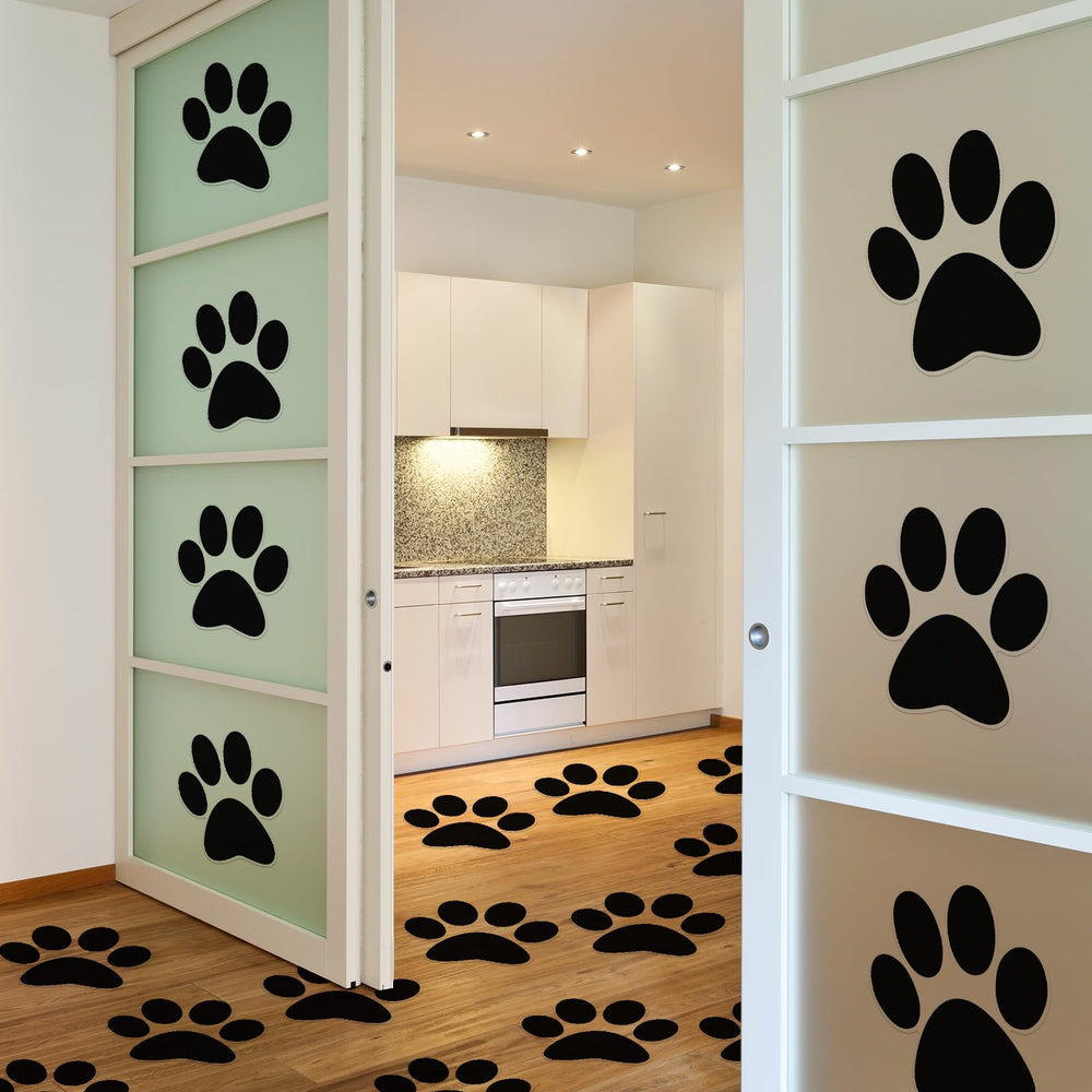 ReliThick paw print decals serve as lining up markers for classrooms and activities.