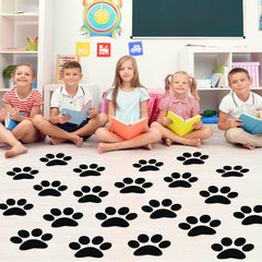 ReliThick paw print floor decal, large 7.5 inch, ideal for classrooms and home play areas.