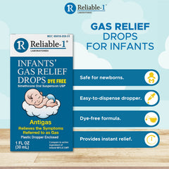 Reliable-1 Laboratories dye-free formula label signals safe, easy use with breast milk or formula.