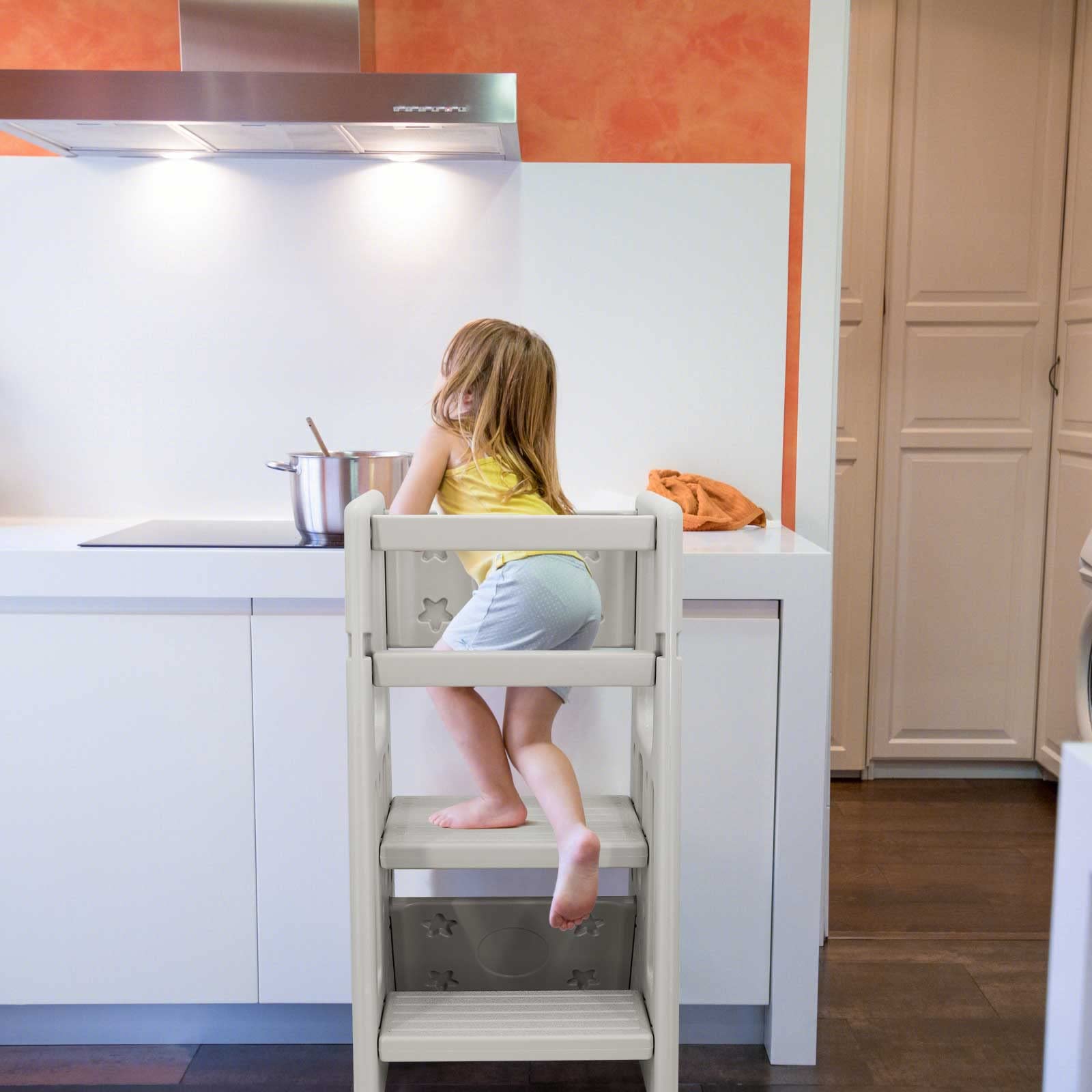 Reliancer Stool rests on non-slip feet for steady use on smooth floors