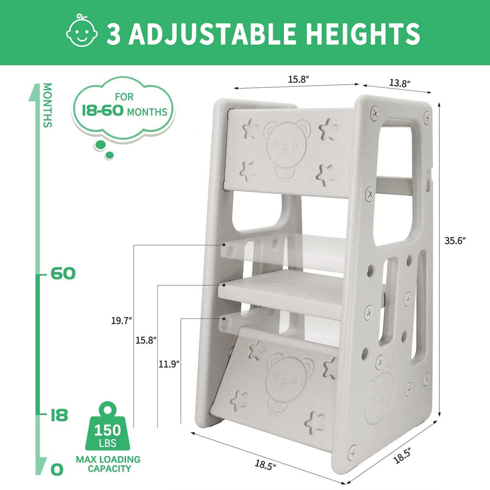 Reliancer Nursery Step Stool side view highlights double safety rails for secure climbing