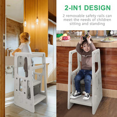 Reliancer Stool shows heights of 11.9, 15.8, 19.7 inches for growing kids
