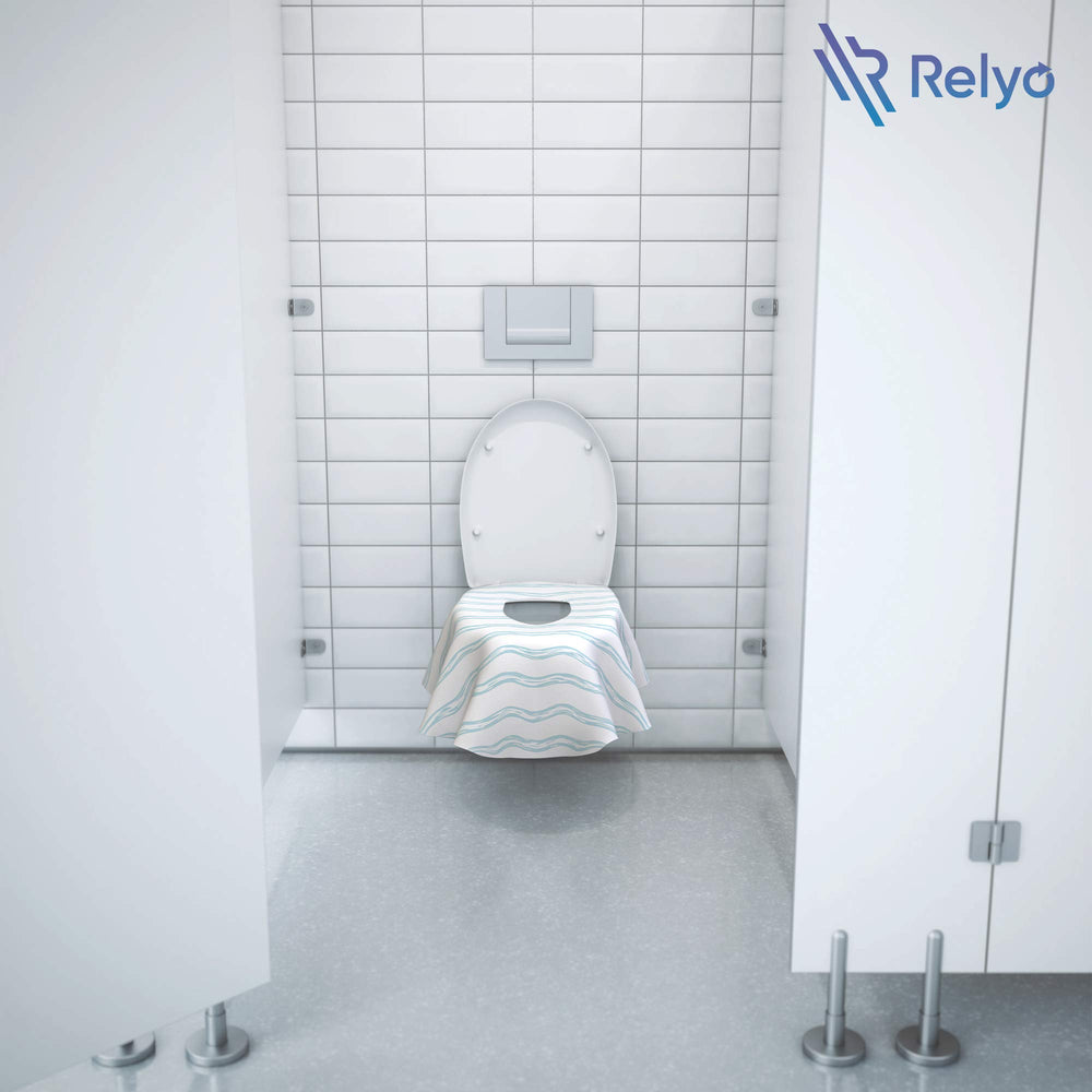 Relyo potty training on the go cover keeps bathrooms cleaner while traveling