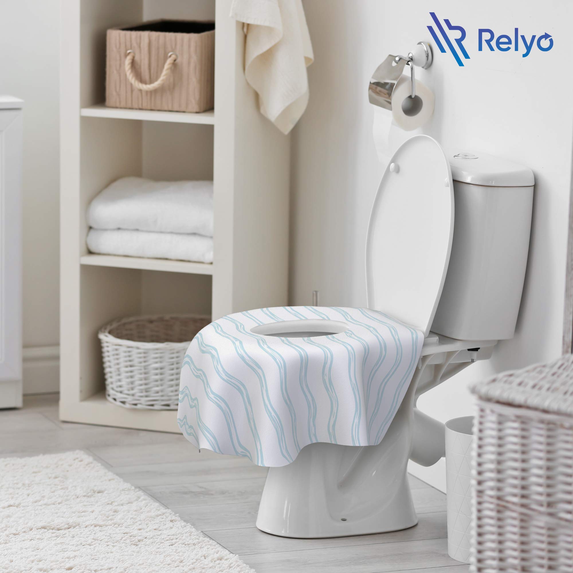 Relyo waves print adds friendly appeal for toddlers during bathroom routines