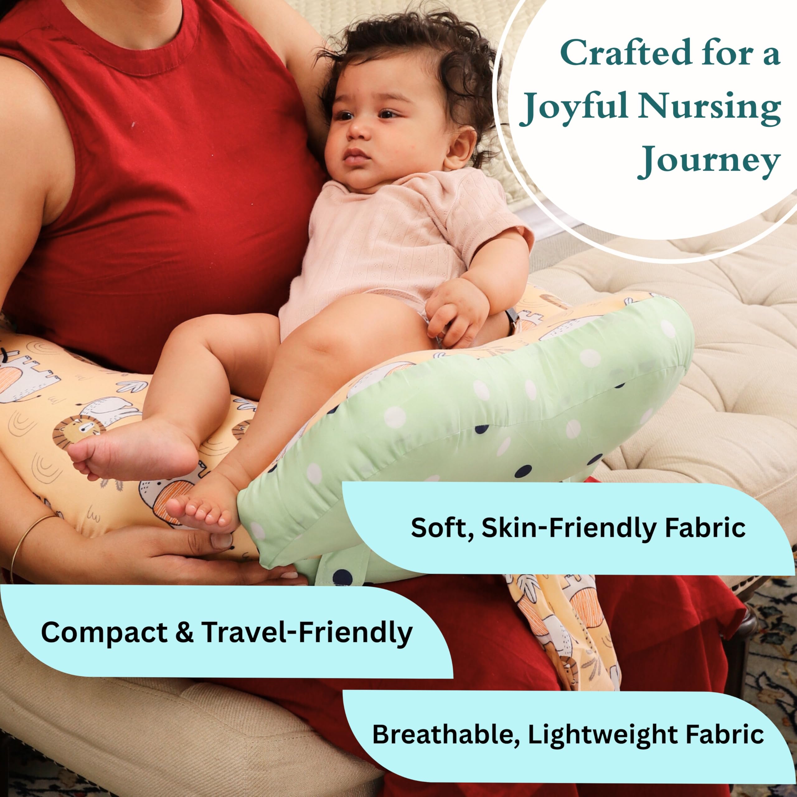 RELY+ nursing pillow size and ease reveals extra room for baby to stretch