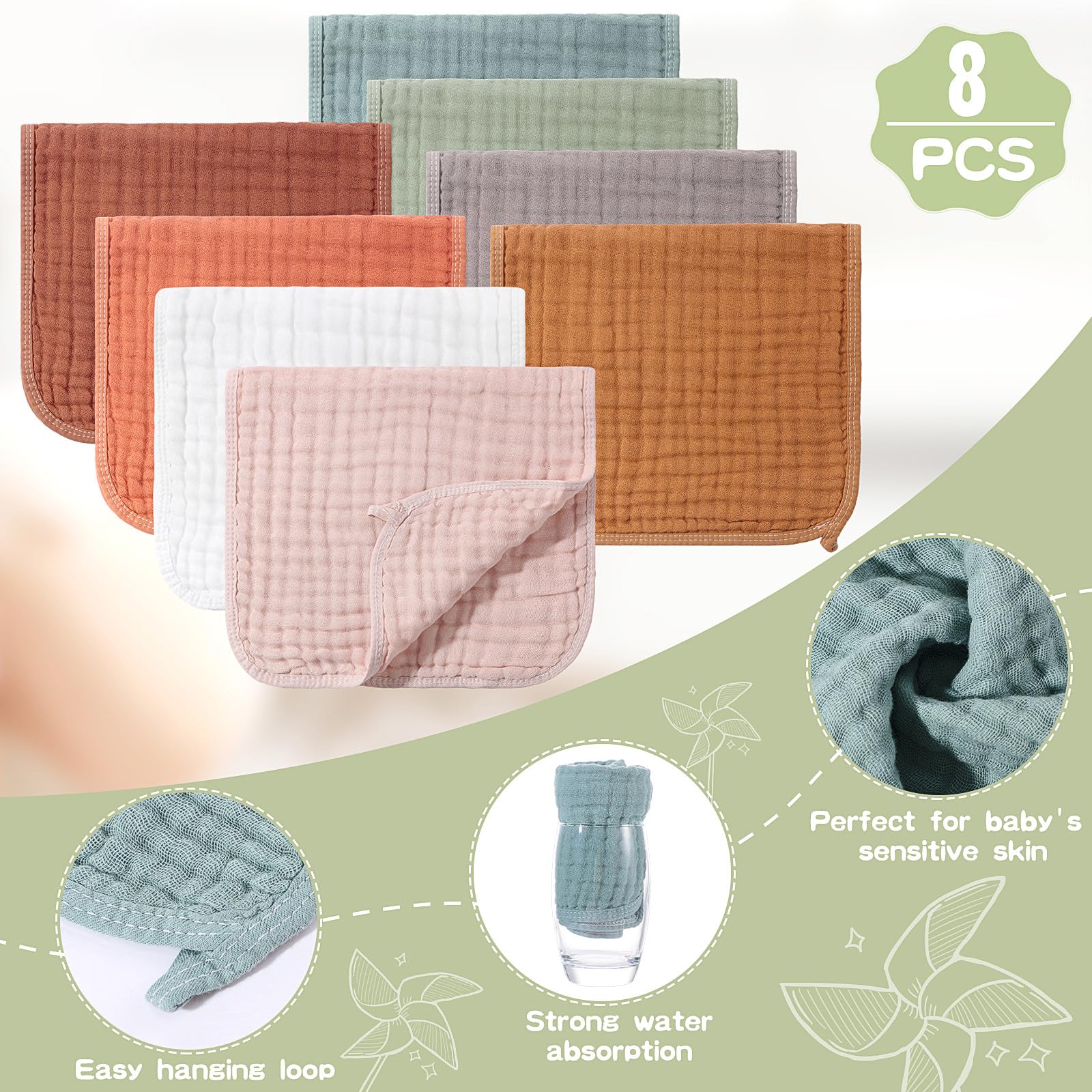 Remagr baby burp cloths folded around baby for clean outfits.