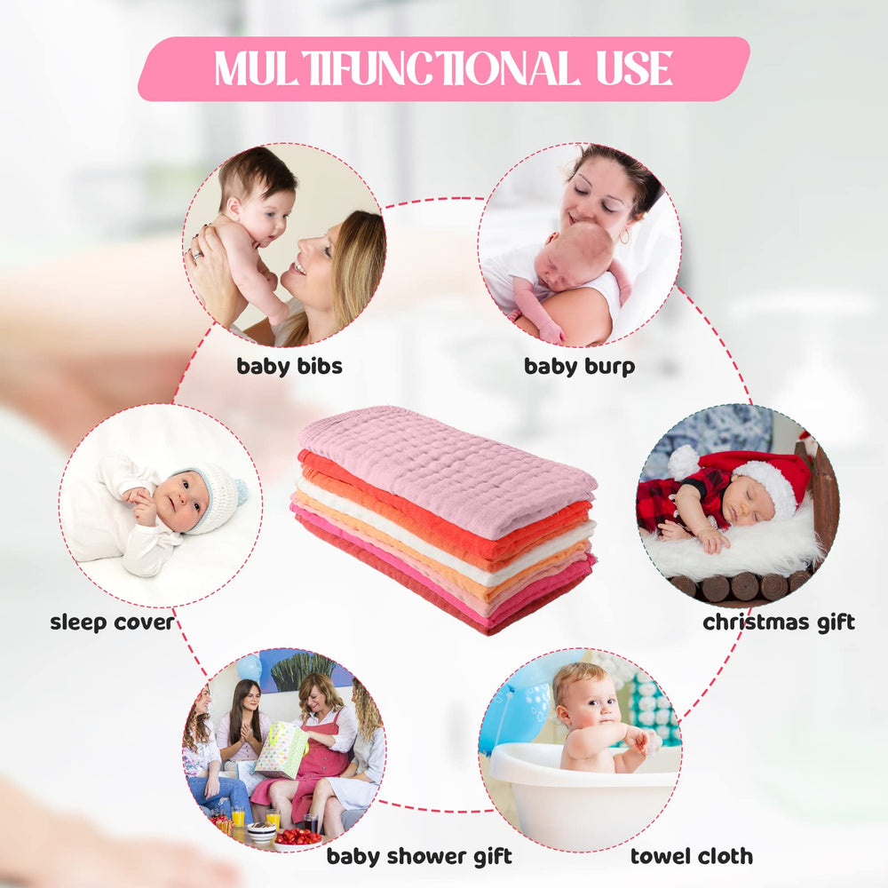 Remagr color assortment of muslin burp cloths for unisex baby outfits.