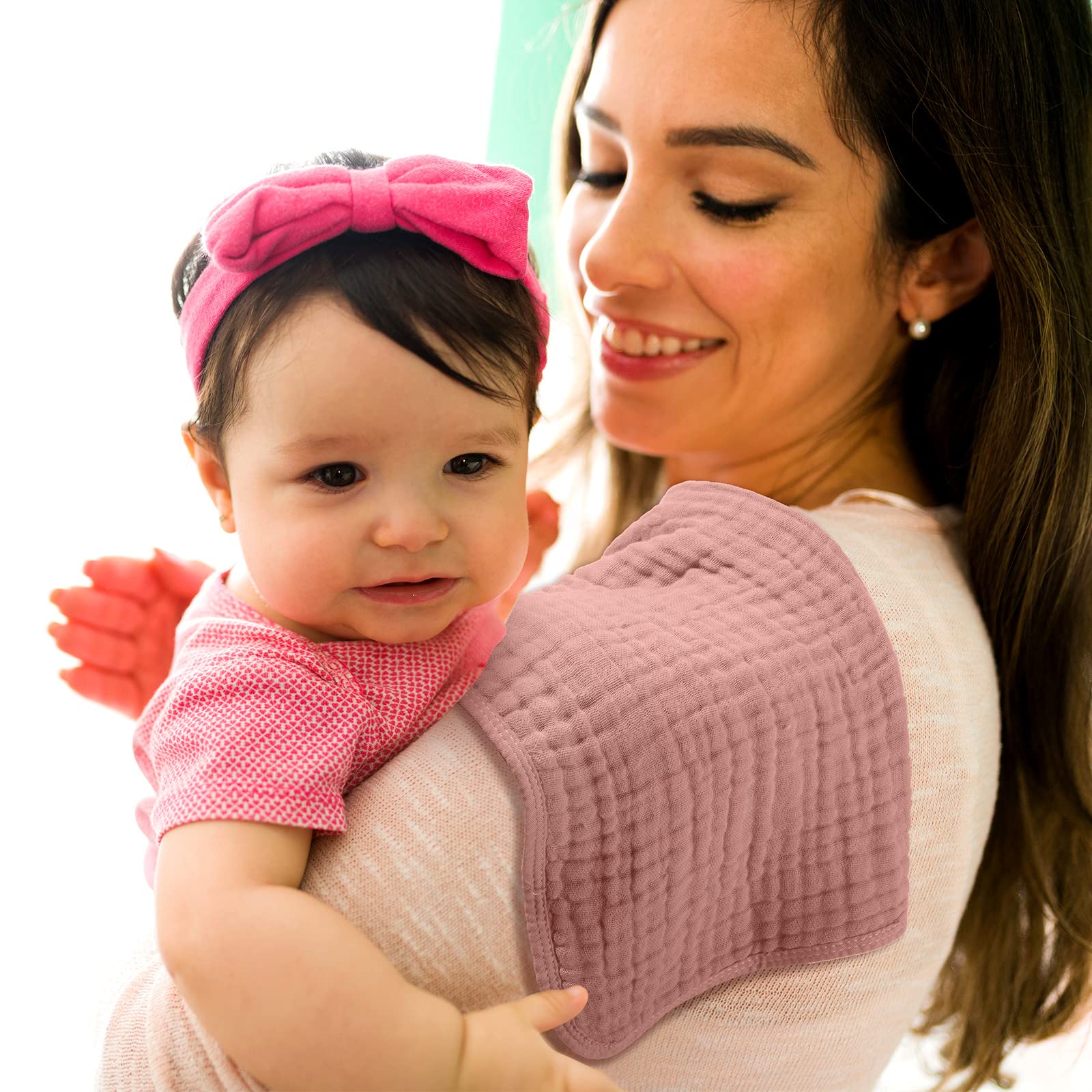 Remagr large burp cloth drapes smoothly over shoulder for comfy cleaning.