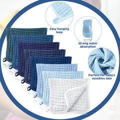 Remagr burp cloths close-up highlights six-layer cotton for strong absorption.