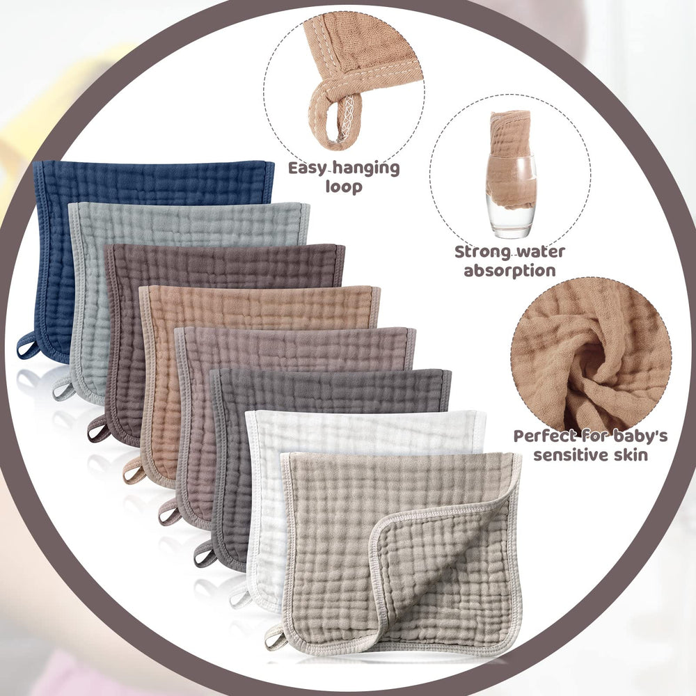 Remagr muslin burp cloths folded 8-pack for easy storage