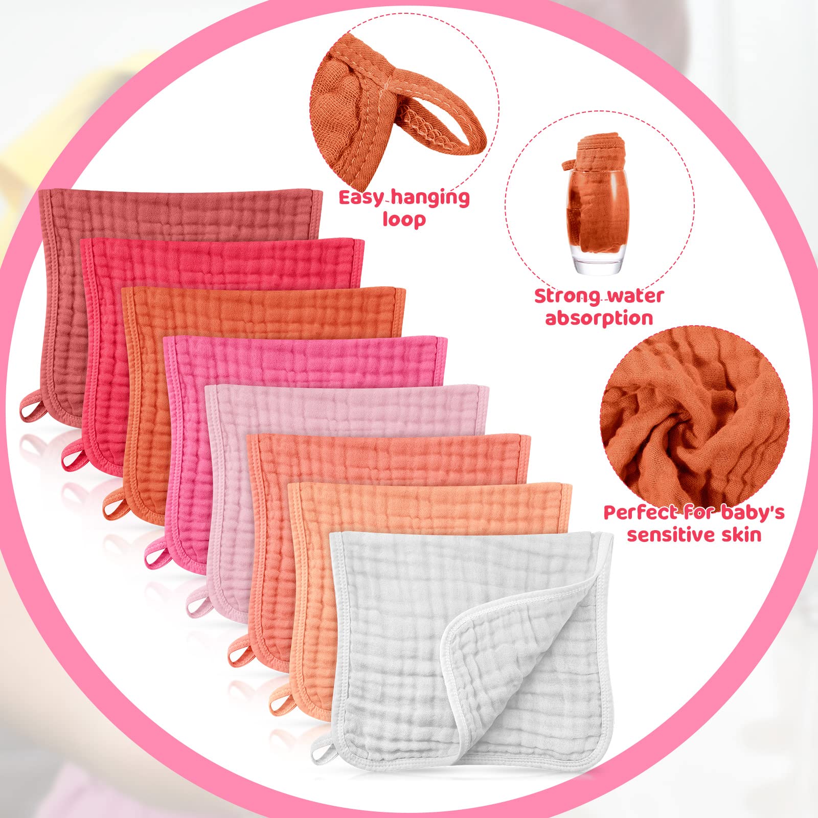 Remagr muslin burp cloths folded-edge close-up showing softened edges.