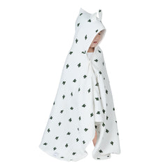 REMASS hooded towel with muslin cotton for gentle post-bath drying.