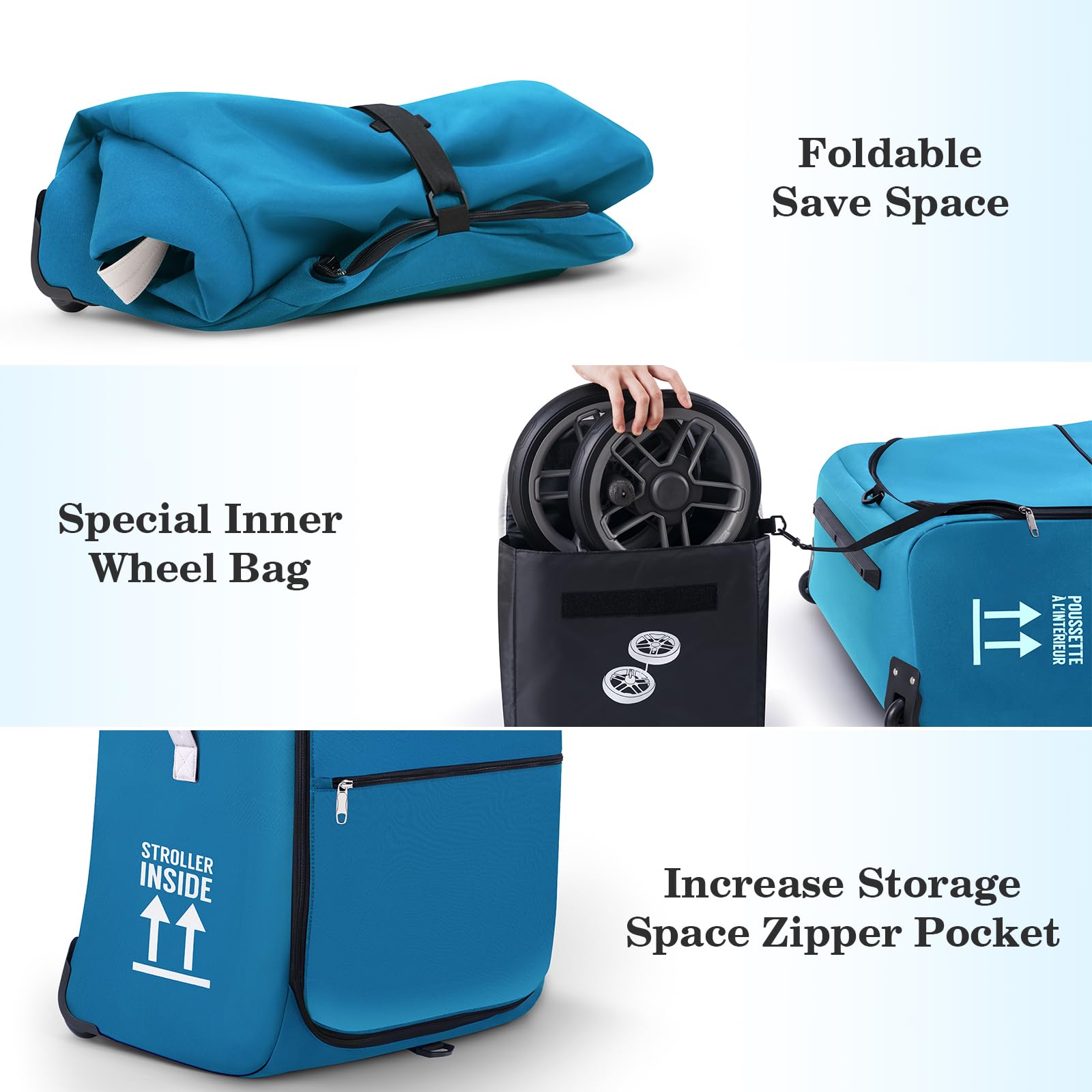 REMEIT stroller bag durable materials protect strollers from travel wear.