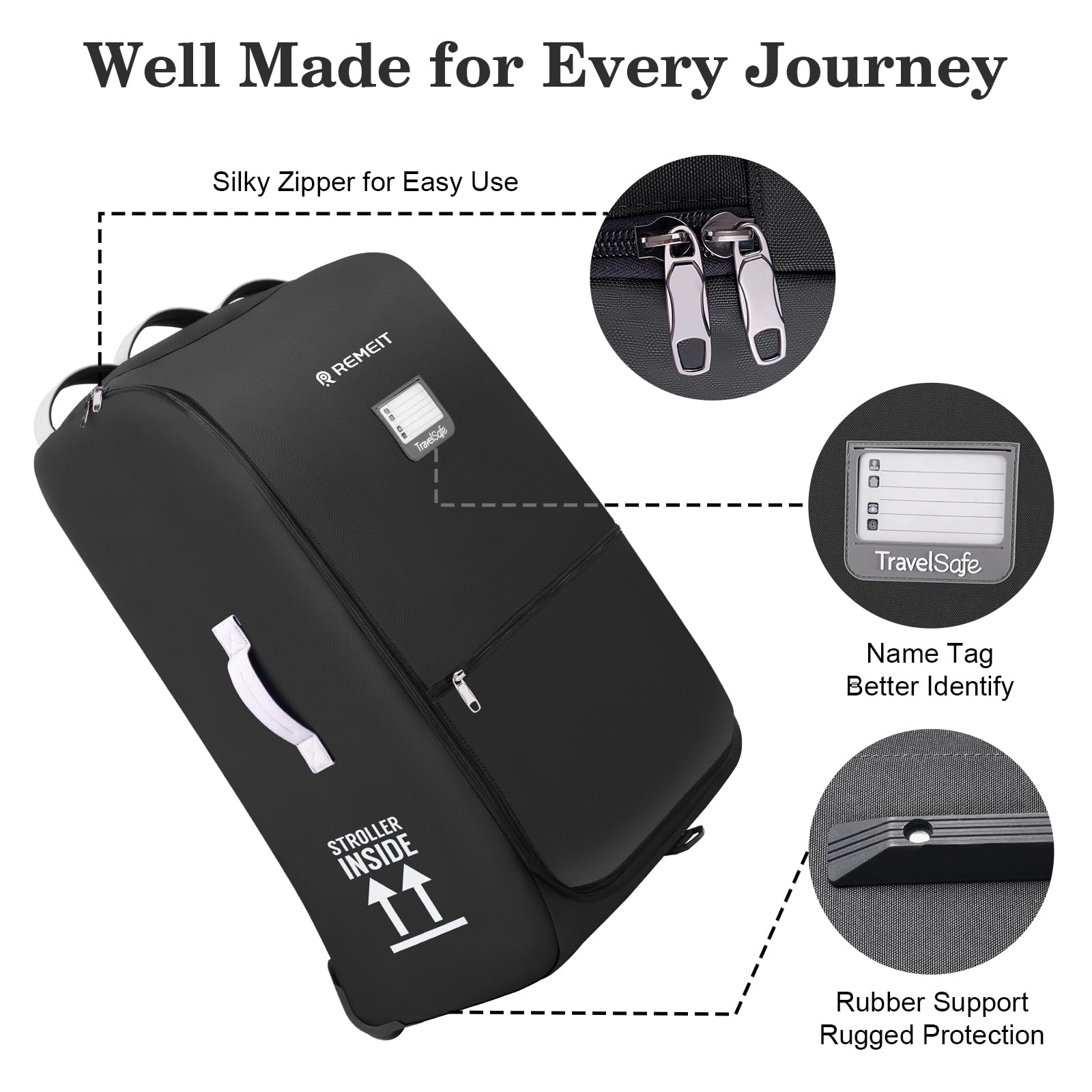 Remeit stroller bag foldable-compact design stores easily when not in use.