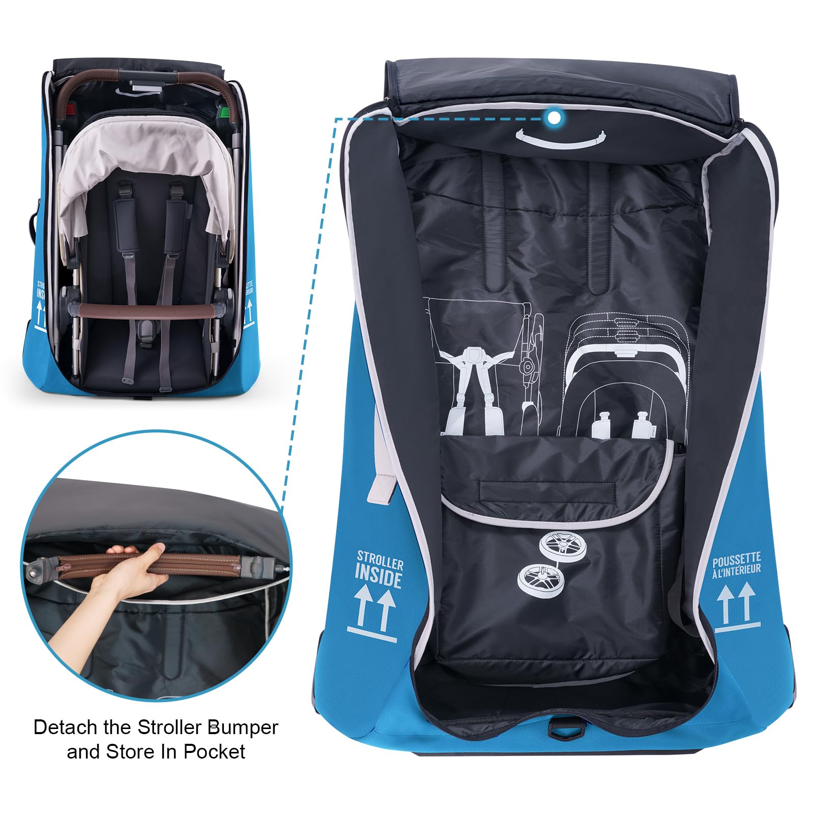 REMEIT stroller bag folds neatly for compact storage when not in use.