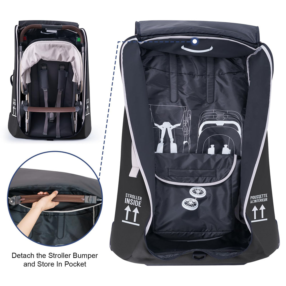 Remeit stroller bag front-luggage-tag pocket aids fast identification at gate.