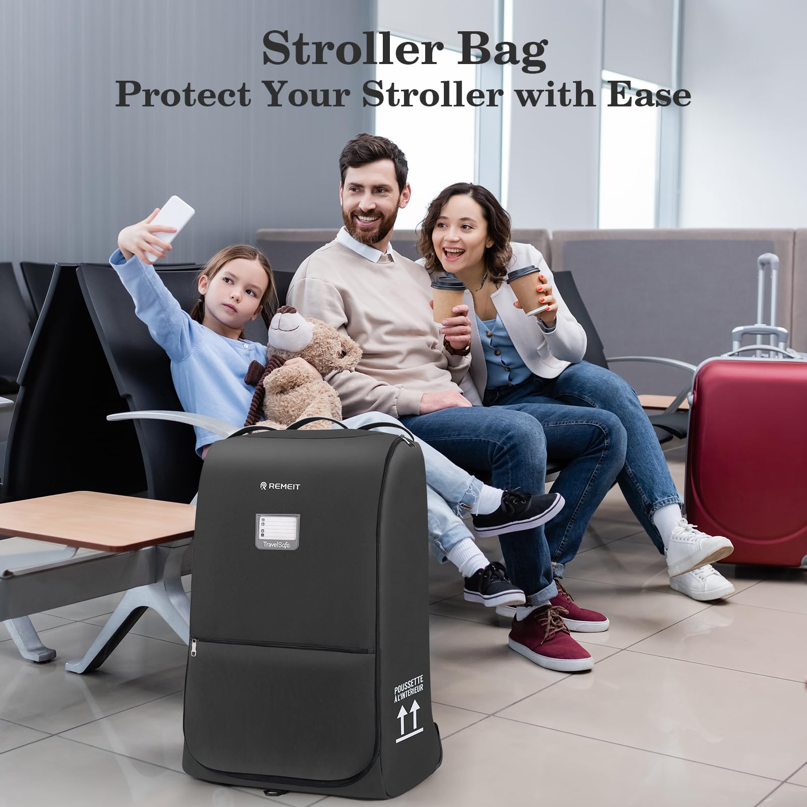 Remeit stroller bag wheeled-travel enhances maneuverability through busy terminals.