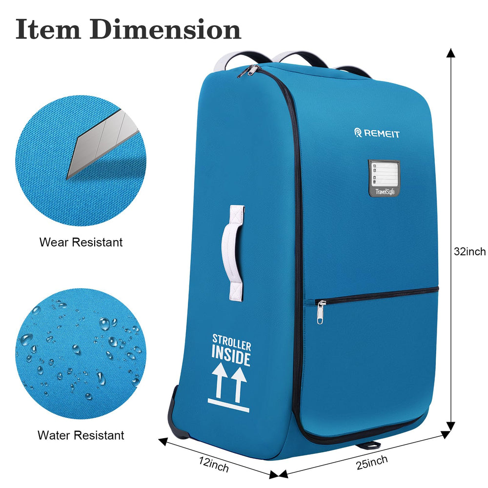 REMEIT stroller bag wheels enable smooth rolling through terminals.