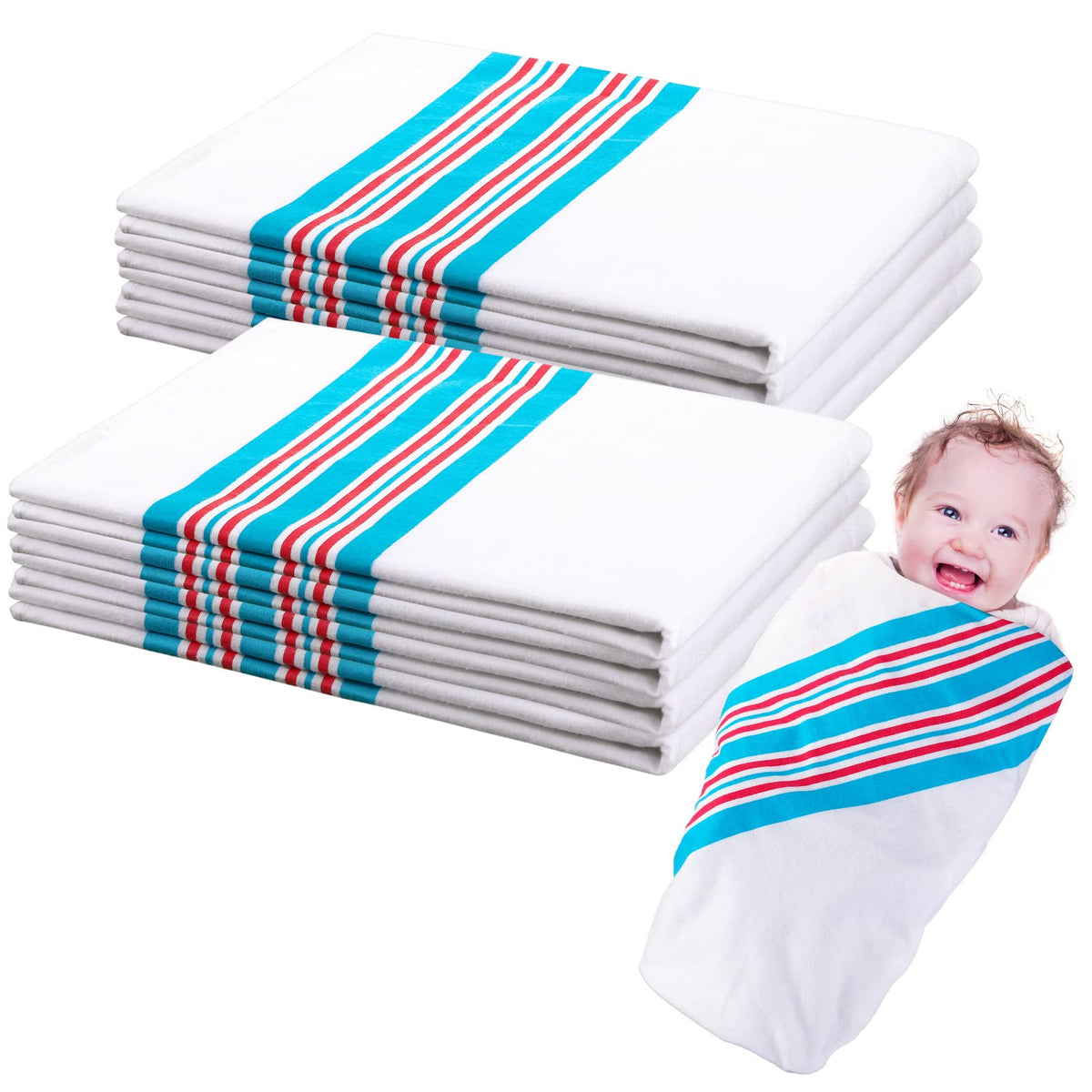 Remerry 8pcs receiving blanket pack, large 30x40 inch set for warmth.