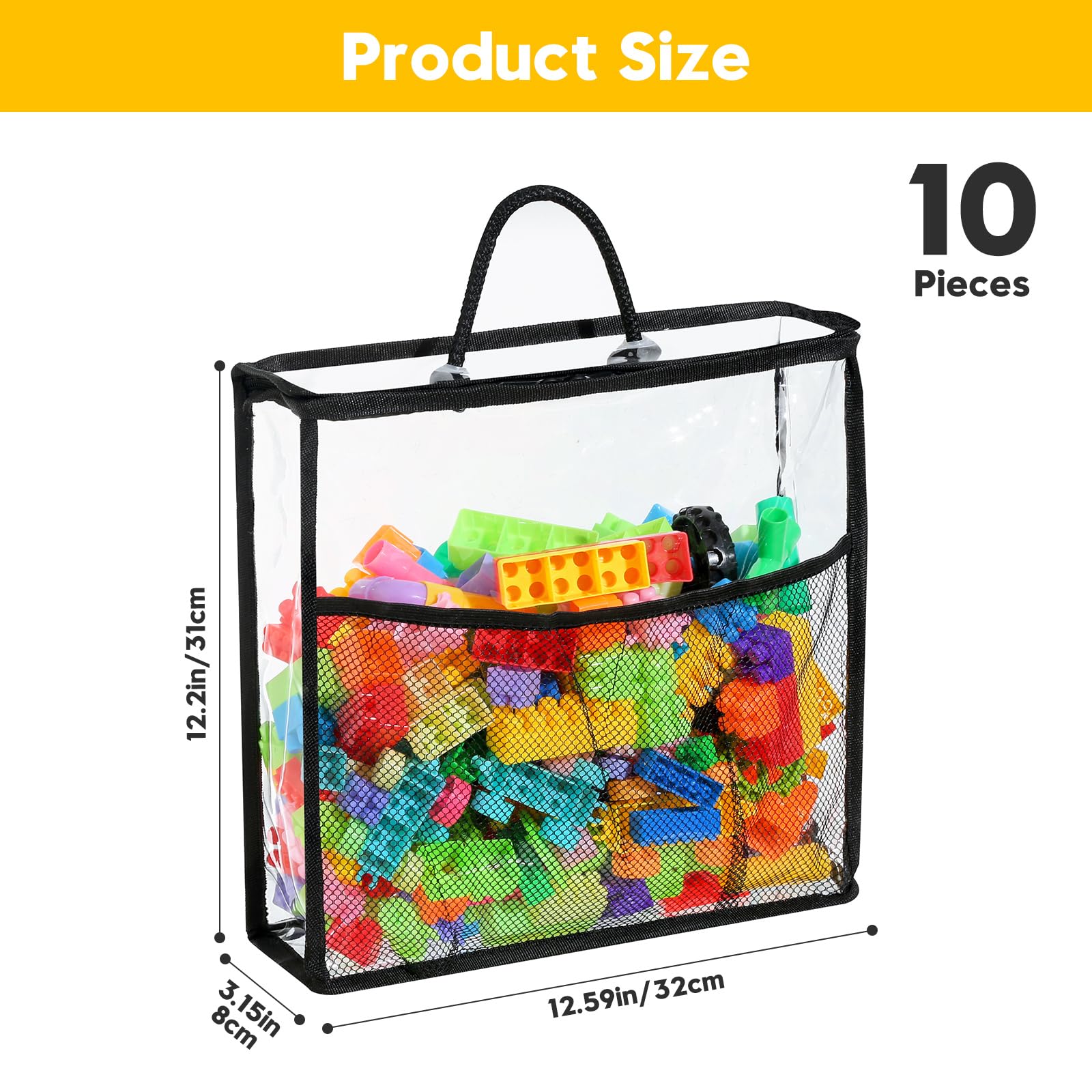 Remittur toy storage bags with a sturdy top handle for travel-friendly organization.