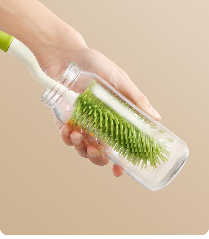Removable brush heads green for easy sterilization