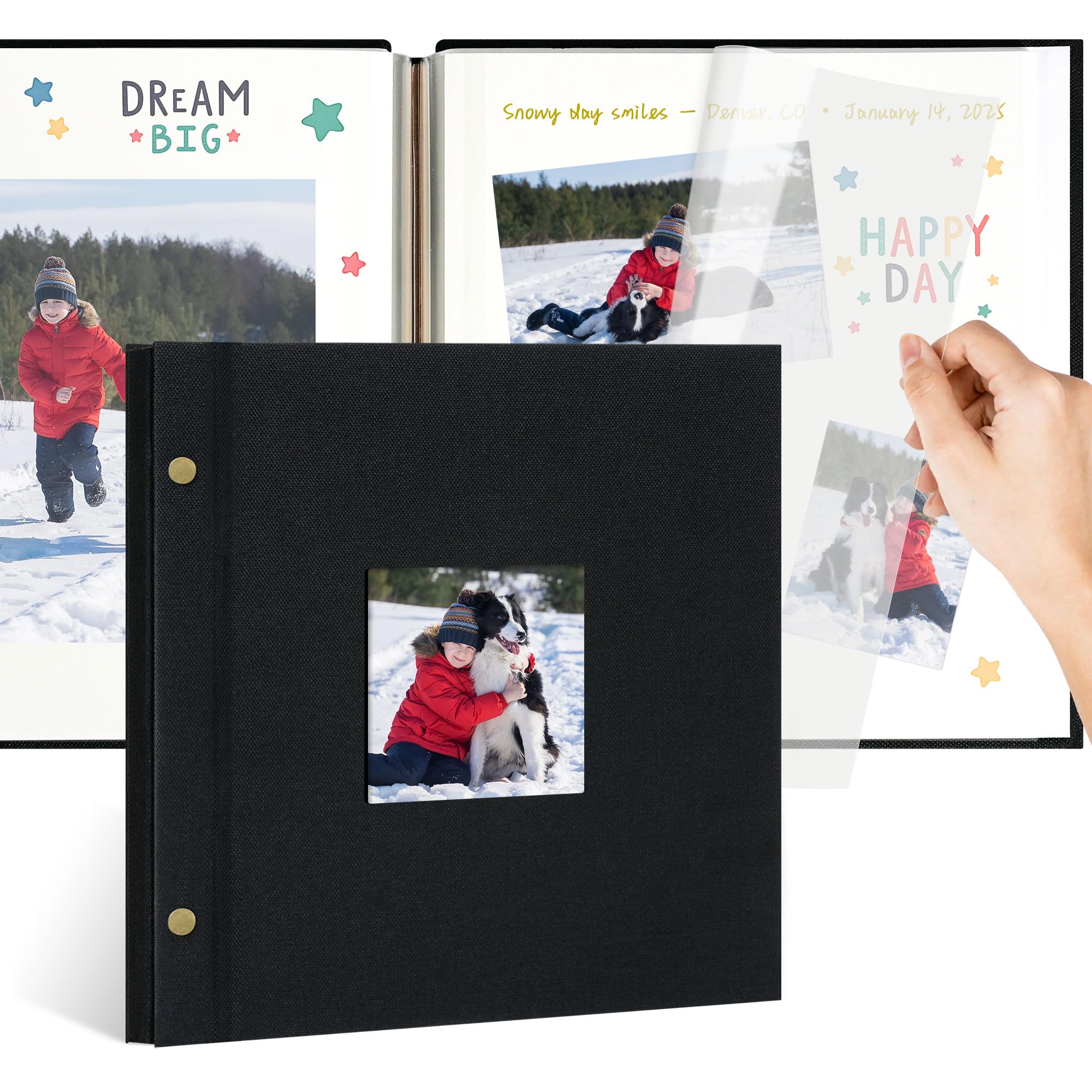 Remowith linen photo album with window cover showcases elegant keepsakes for lasting memories.