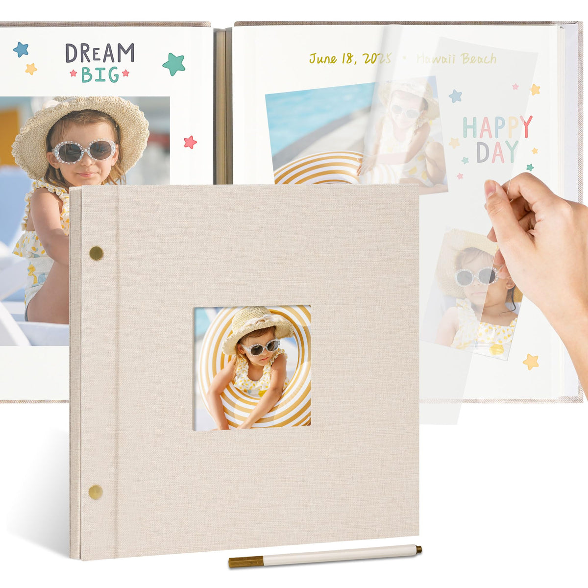 Remowith photo album window on cover showcasing a personalized memory for quick identity