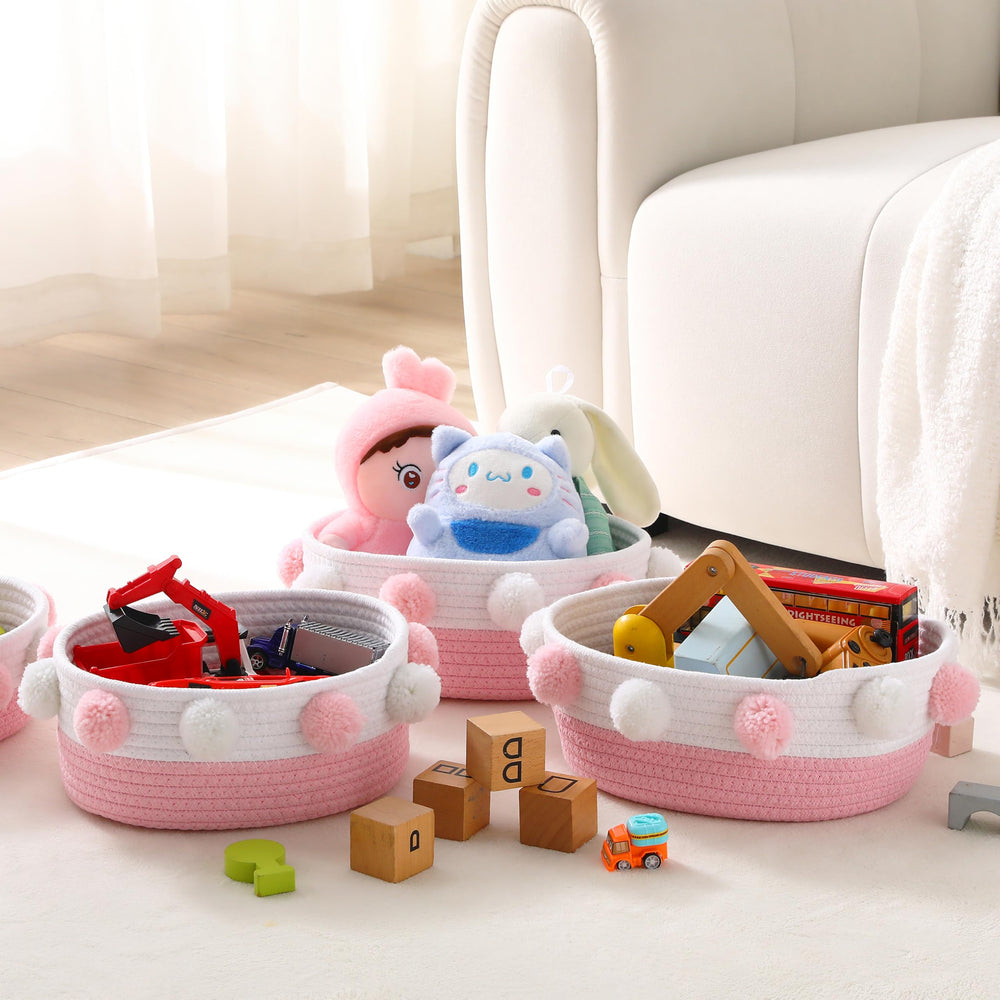 RengaoRise cotton rope basket on coffee table for remotes and items