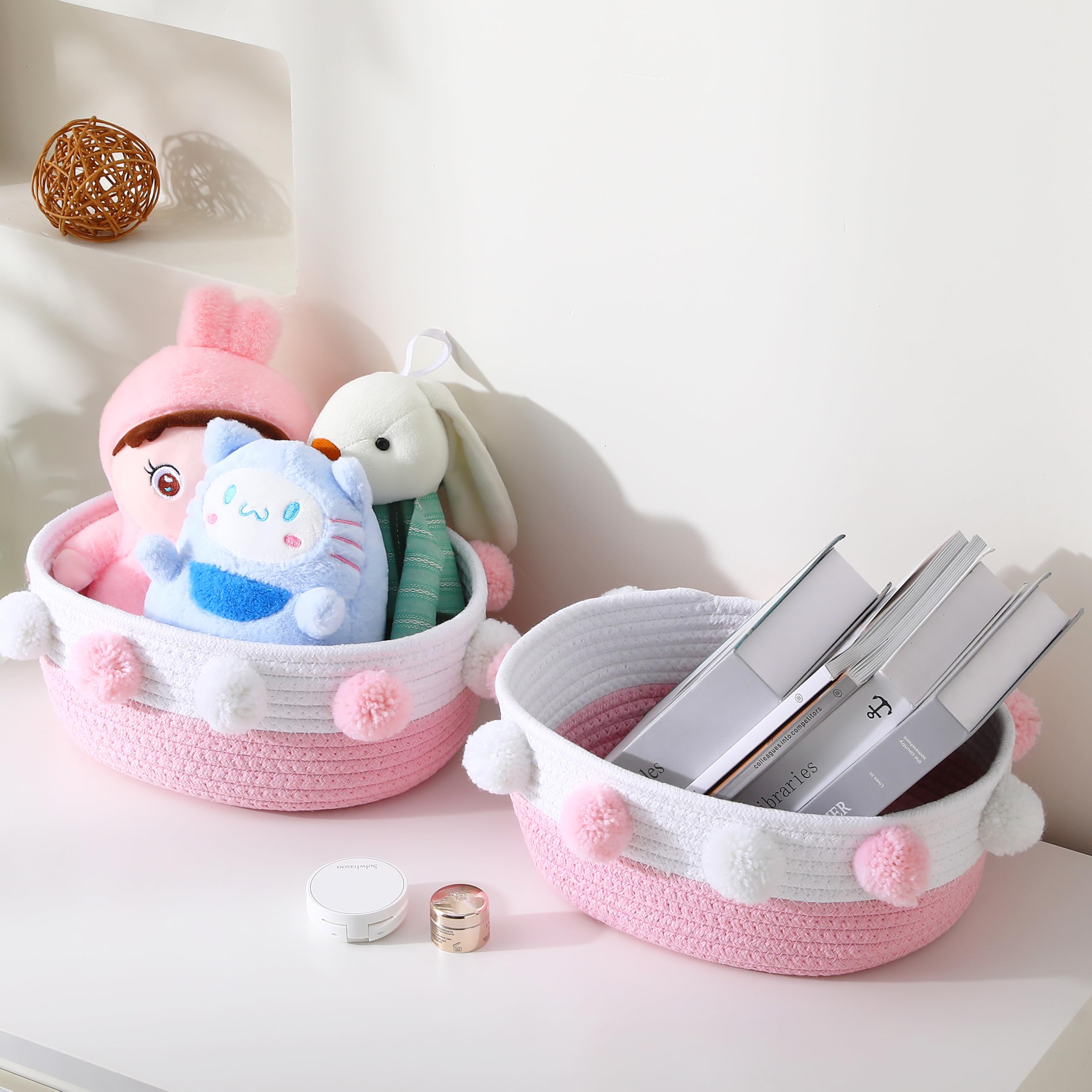 RengaoRise cotton-rope-basket offers soft texture and durable construction.